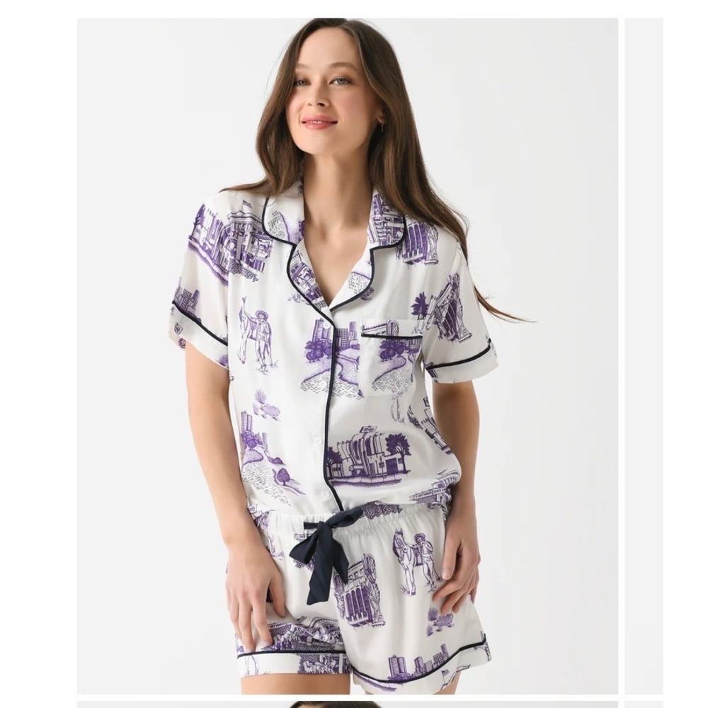 NEW Katie Kimes Fort Worth Toile Pajama Set Women Size Medium Country Texas - Picture 2 of 8